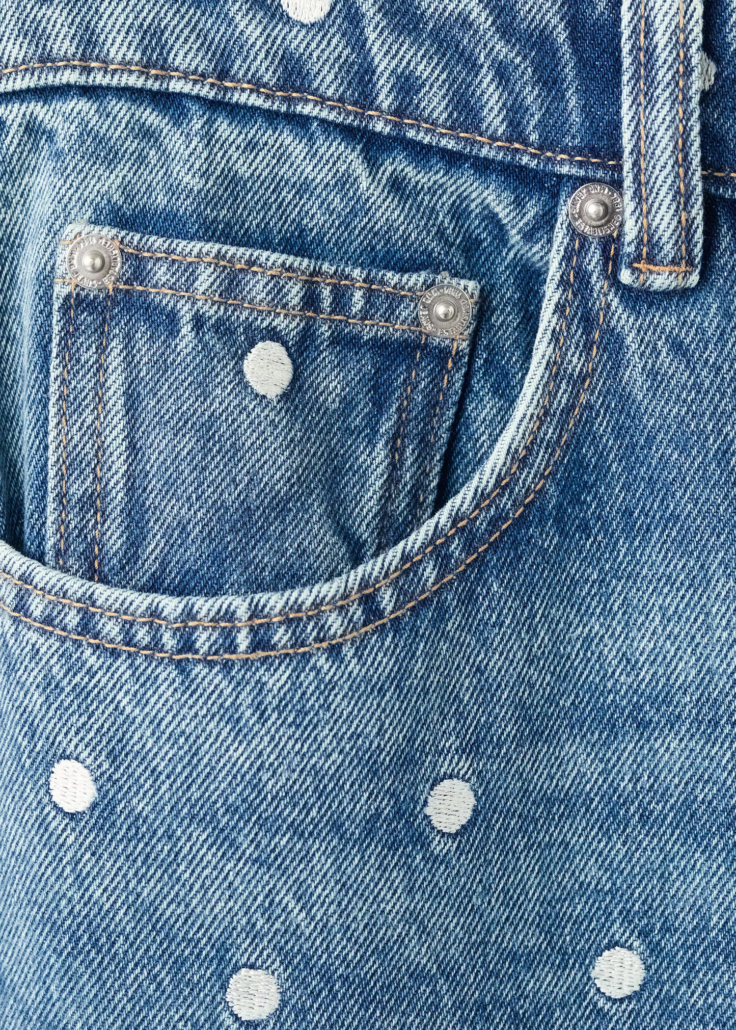 Polka dot straight-leg jeans