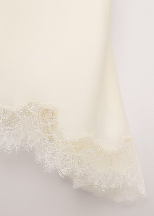 Asymmetric satin lace top