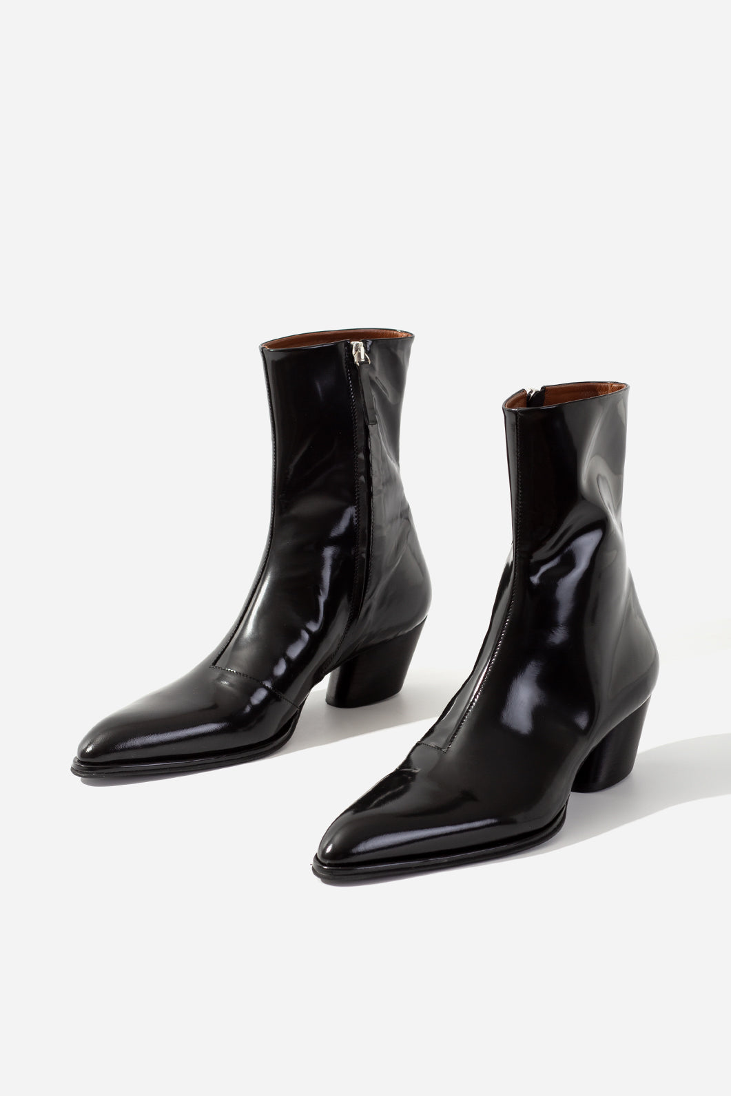 ROSA black leather ankle boots with abrasion /high/