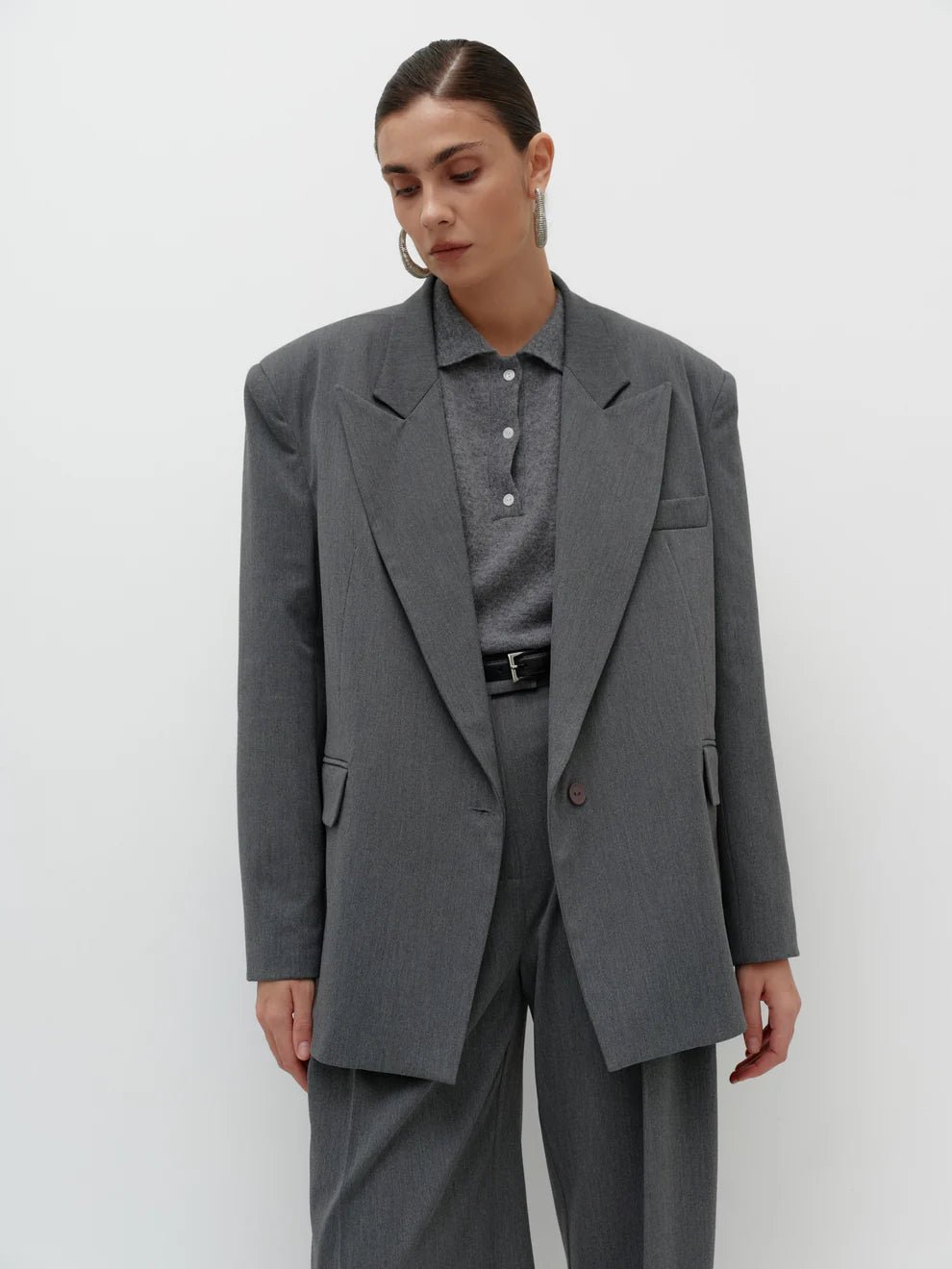 The jacket is gray