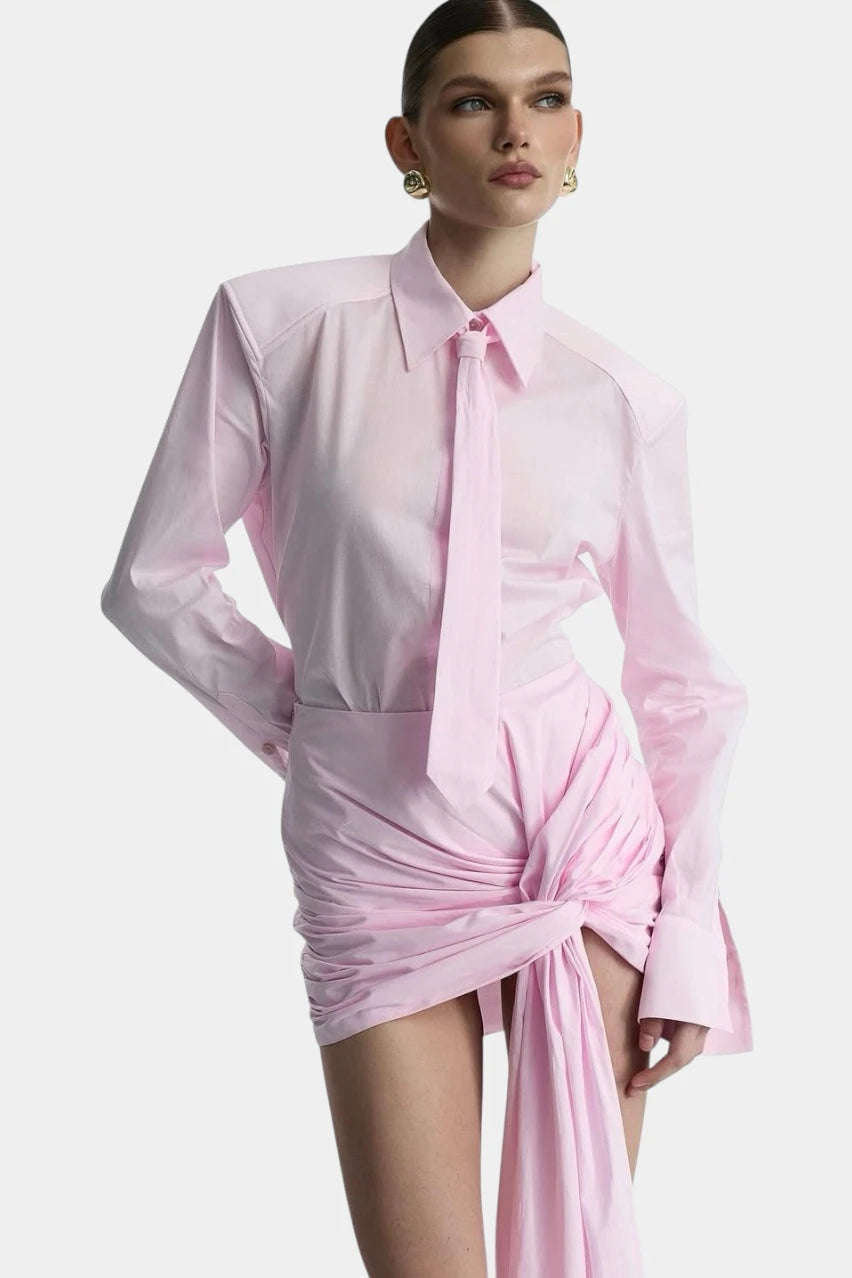 Pink shirt with tie