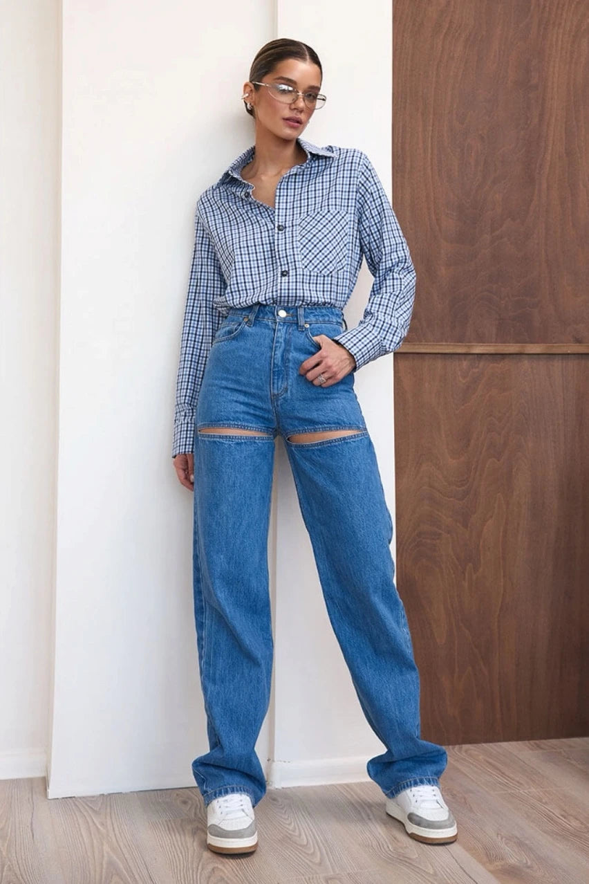Rihanna's blue jeans