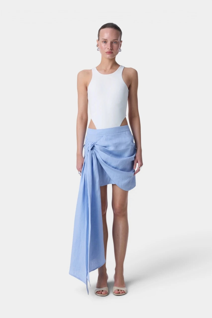 Blue linen Knot skirt