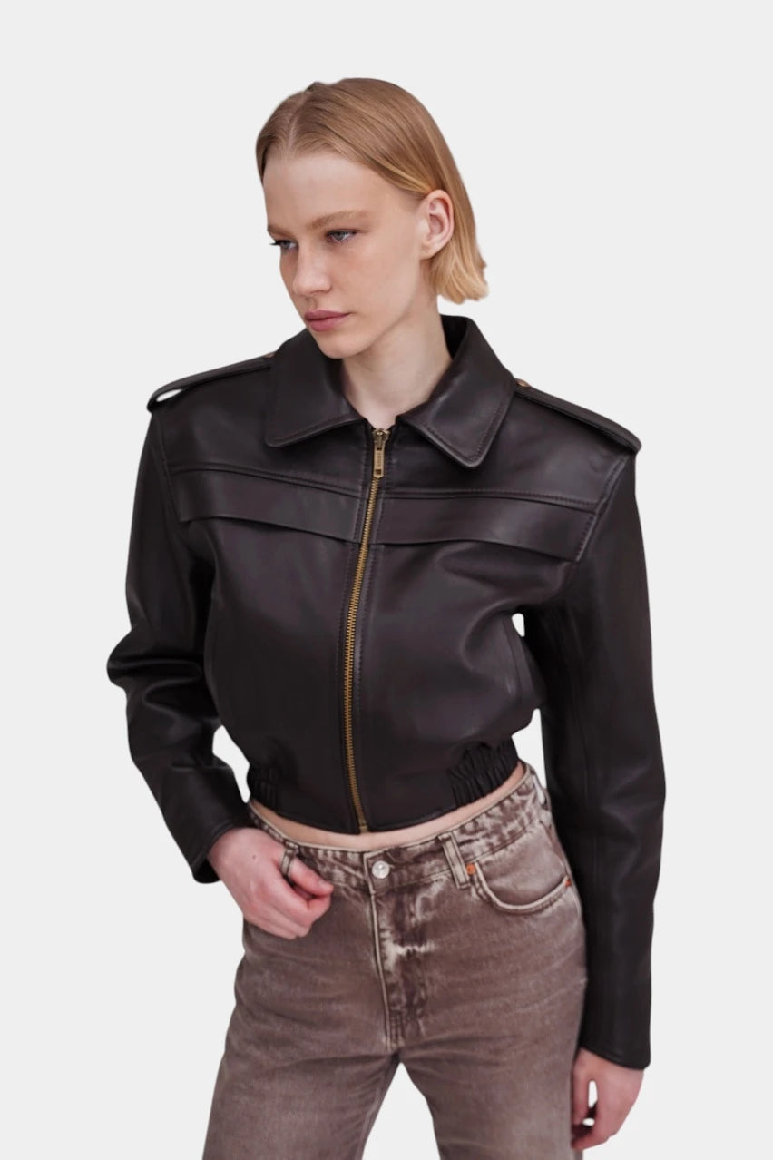 Laila dark brown leather jacket