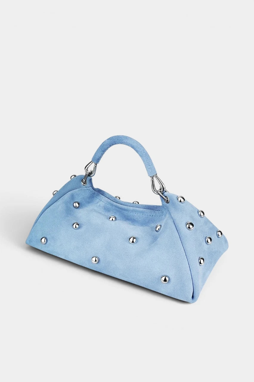 Blue suede Alma bag with hemispheres