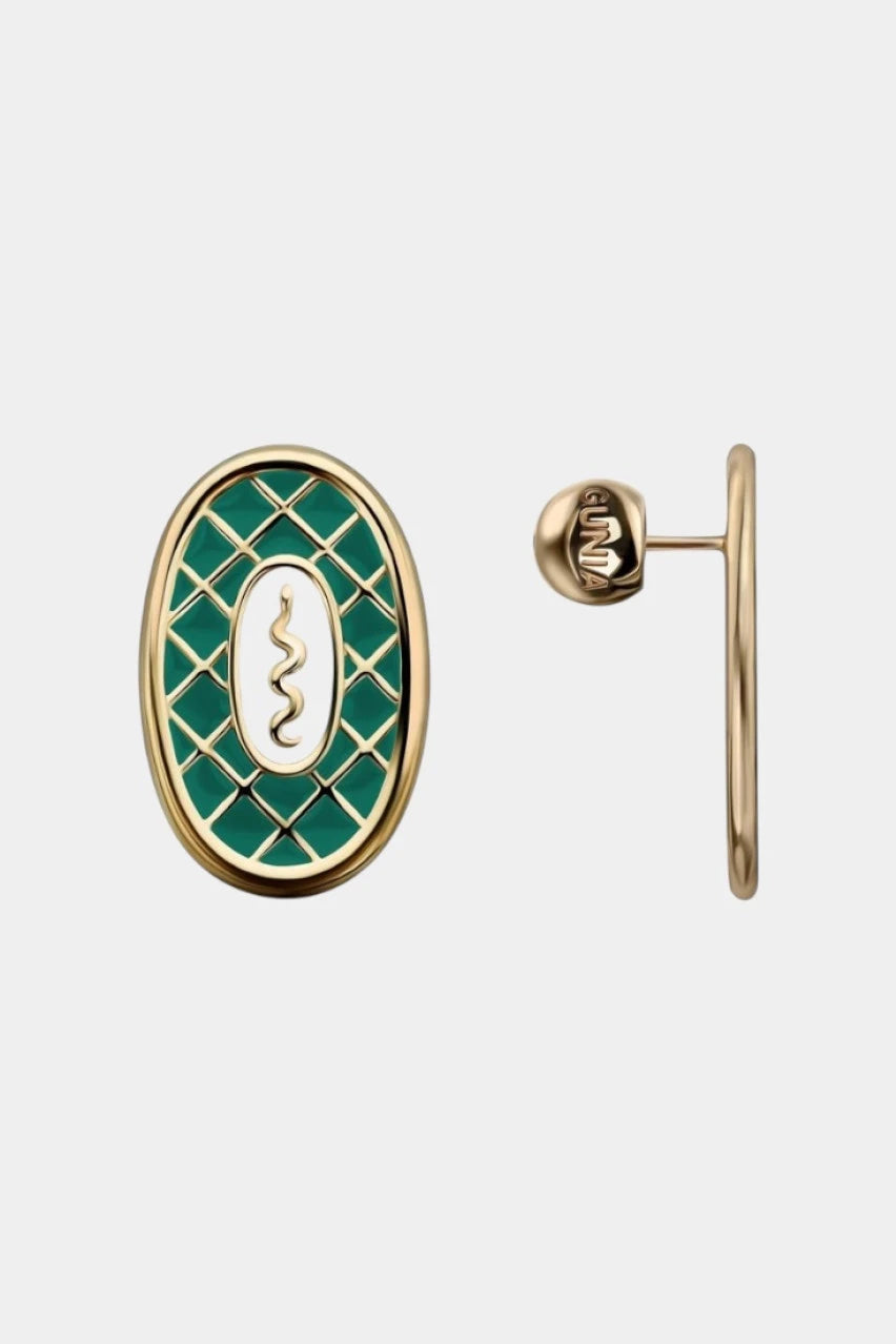 Green "Snake" earrings with gold plating
