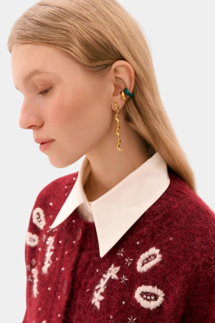 Long gold-plated "Snake" earrings