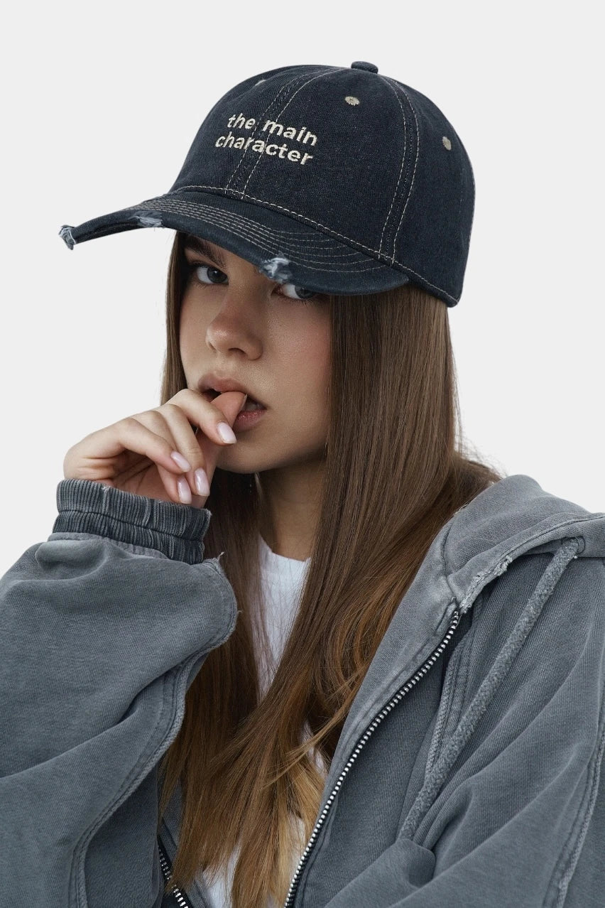 The Main Character black denim cap