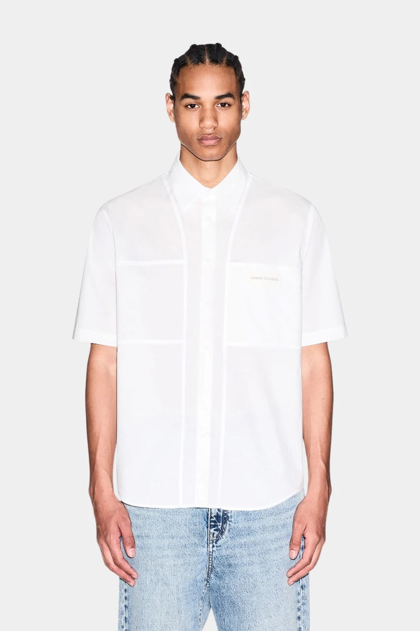White short-sleeved cotton shirt