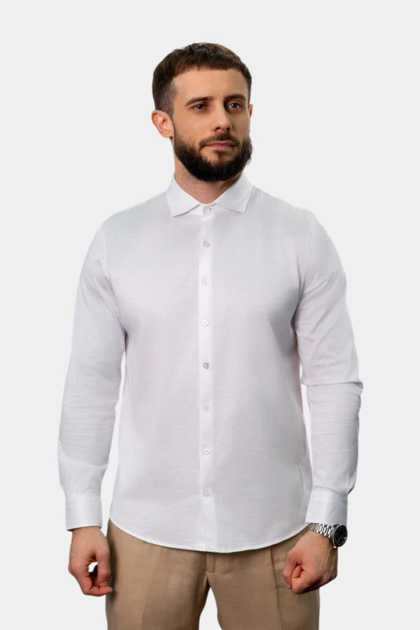 White mercerized cotton shirt
