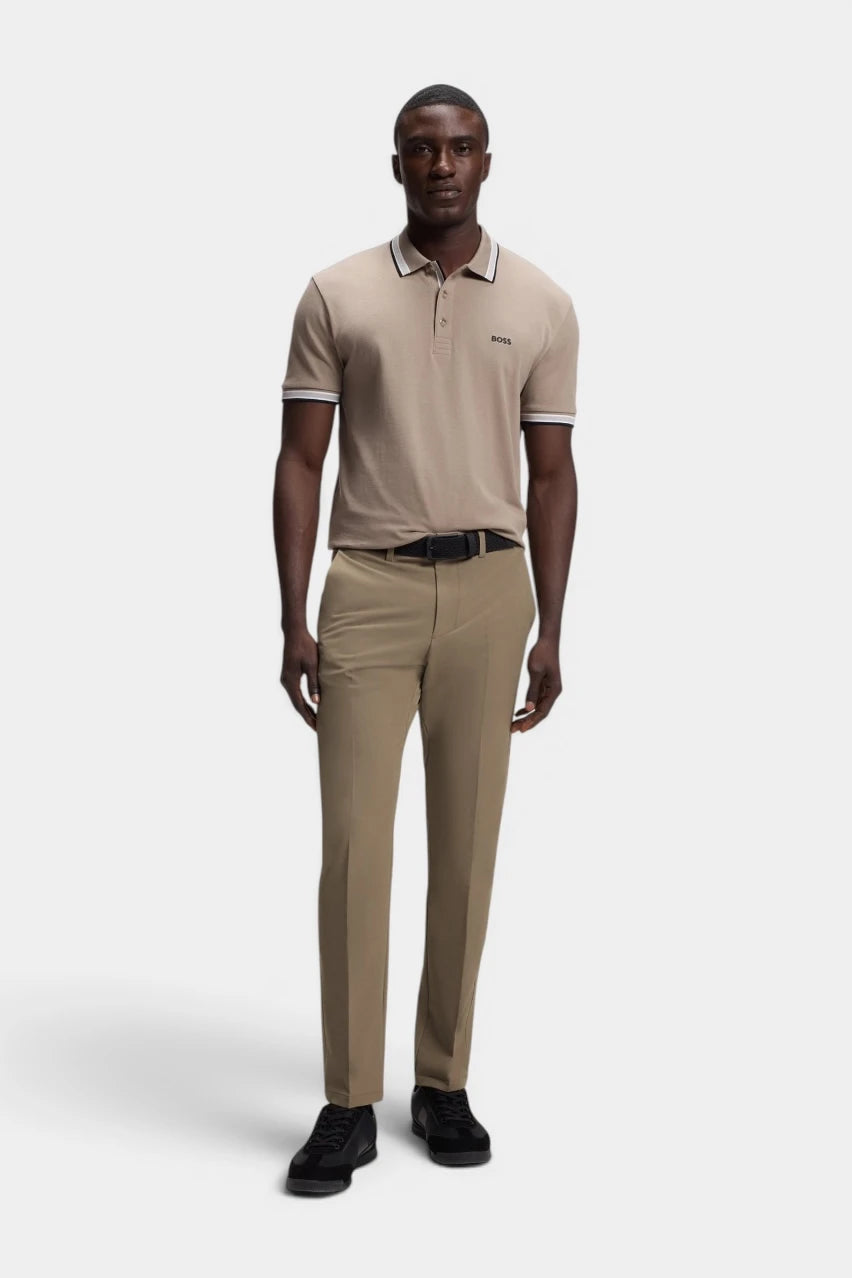 Dark beige slim-fit T_Commuter-Slim trousers in water-repellent fabric
