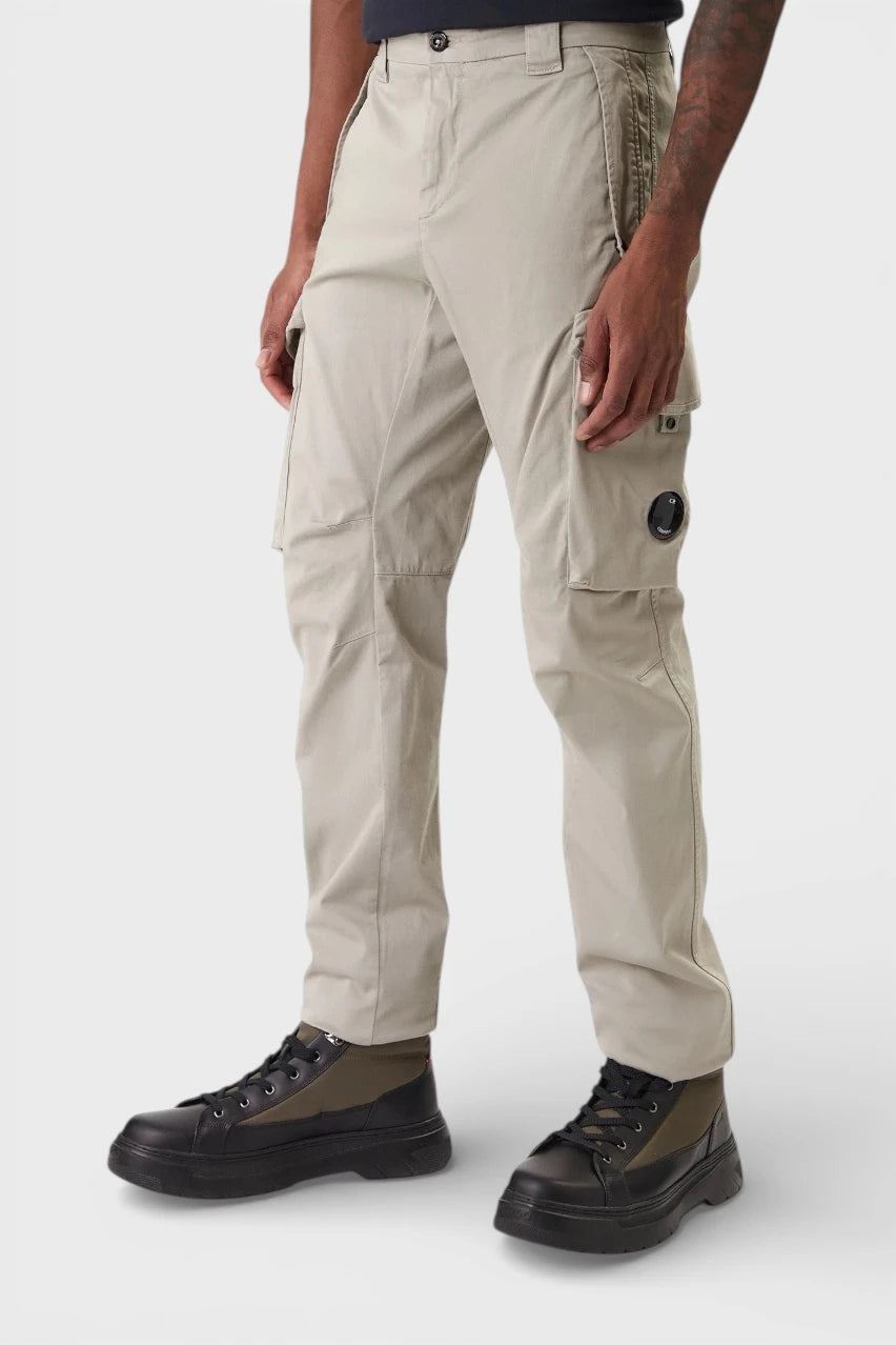Beige cargo trousers in stretch cotton