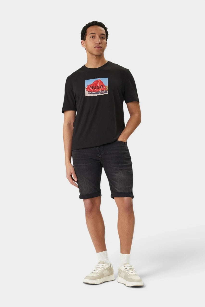 HUGO dark grey denim shorts