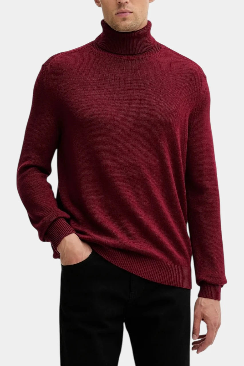 Solid burgundy wool turtleneck