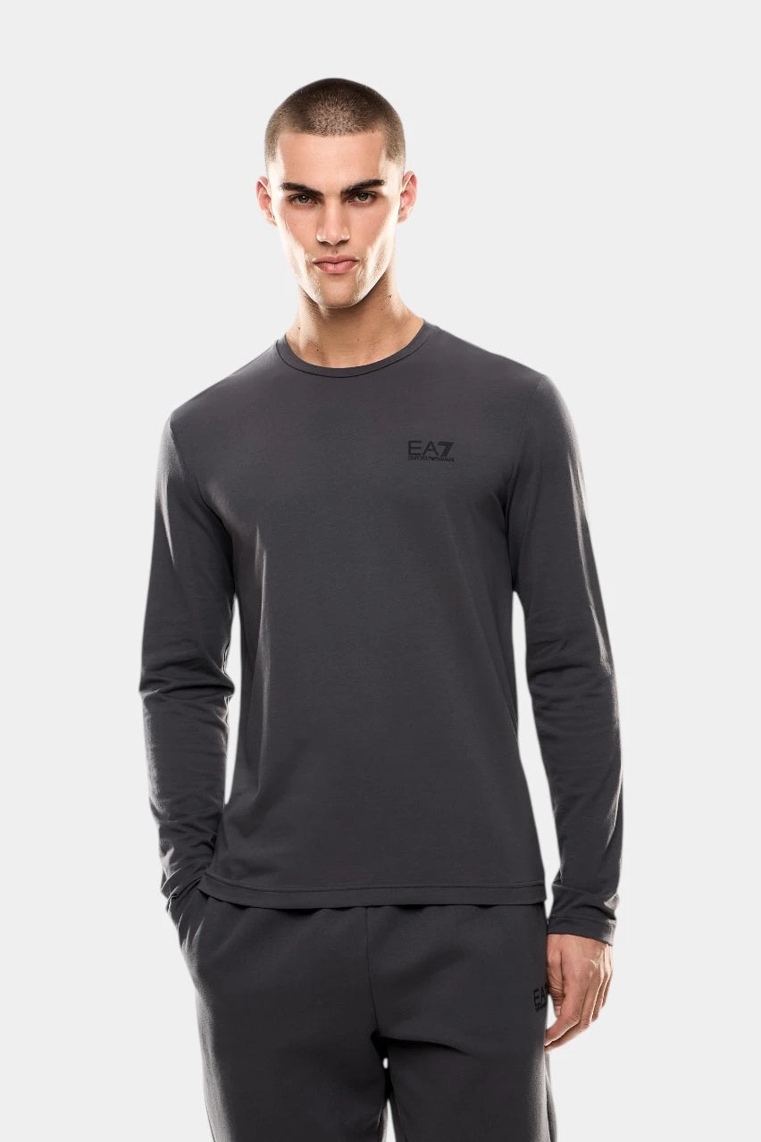Dark grey cotton Core Identity long-sleeve top