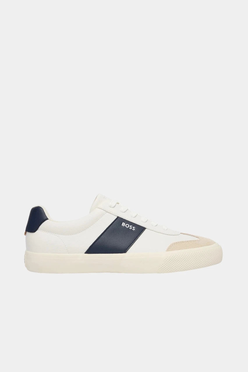 White sneakers with leather inserts