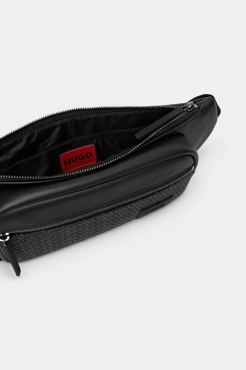 Black eco-leather waist bag