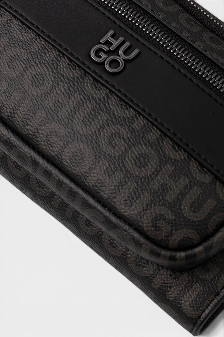 Black eco-leather waist bag