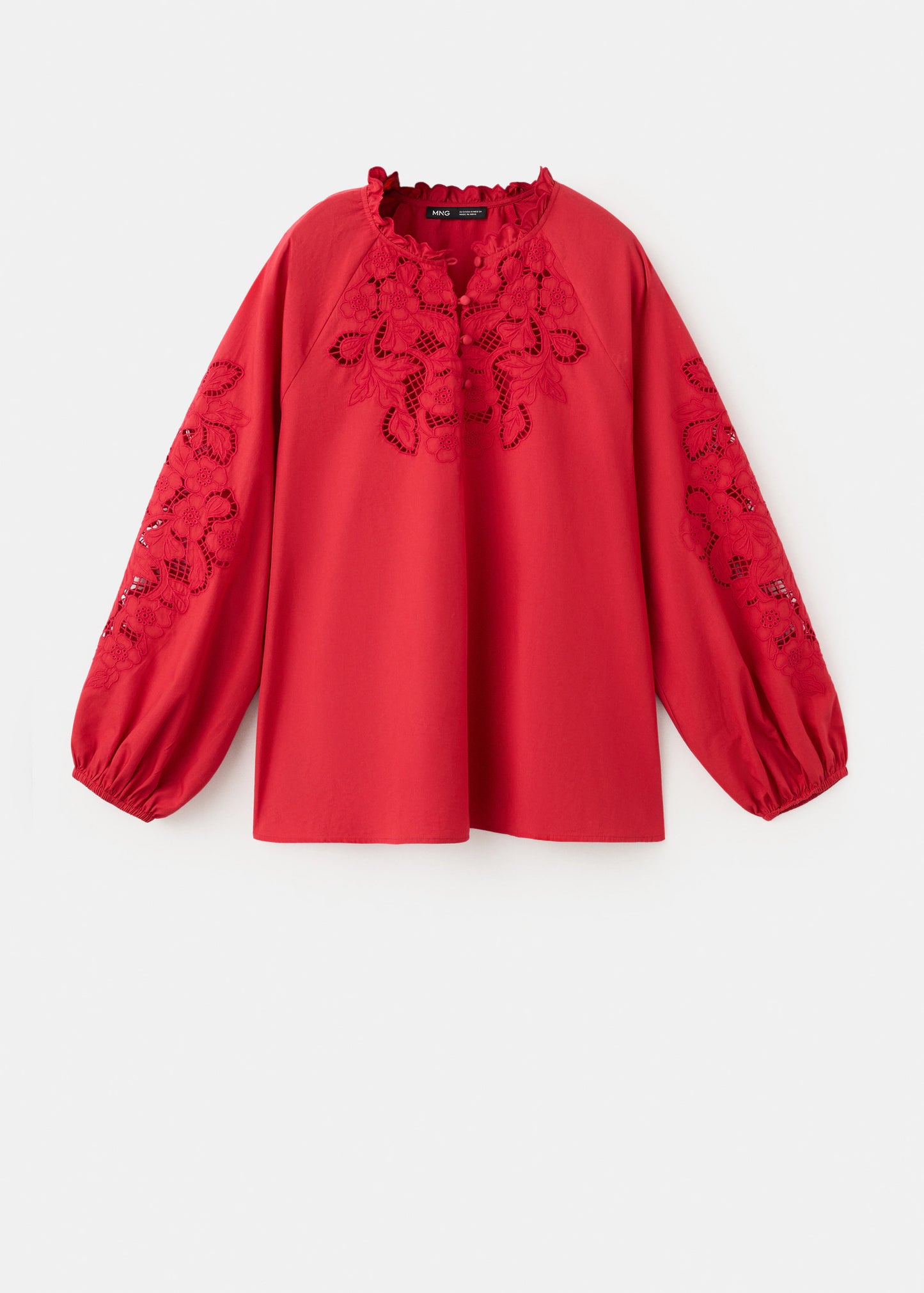 Embroidered openwork blouse