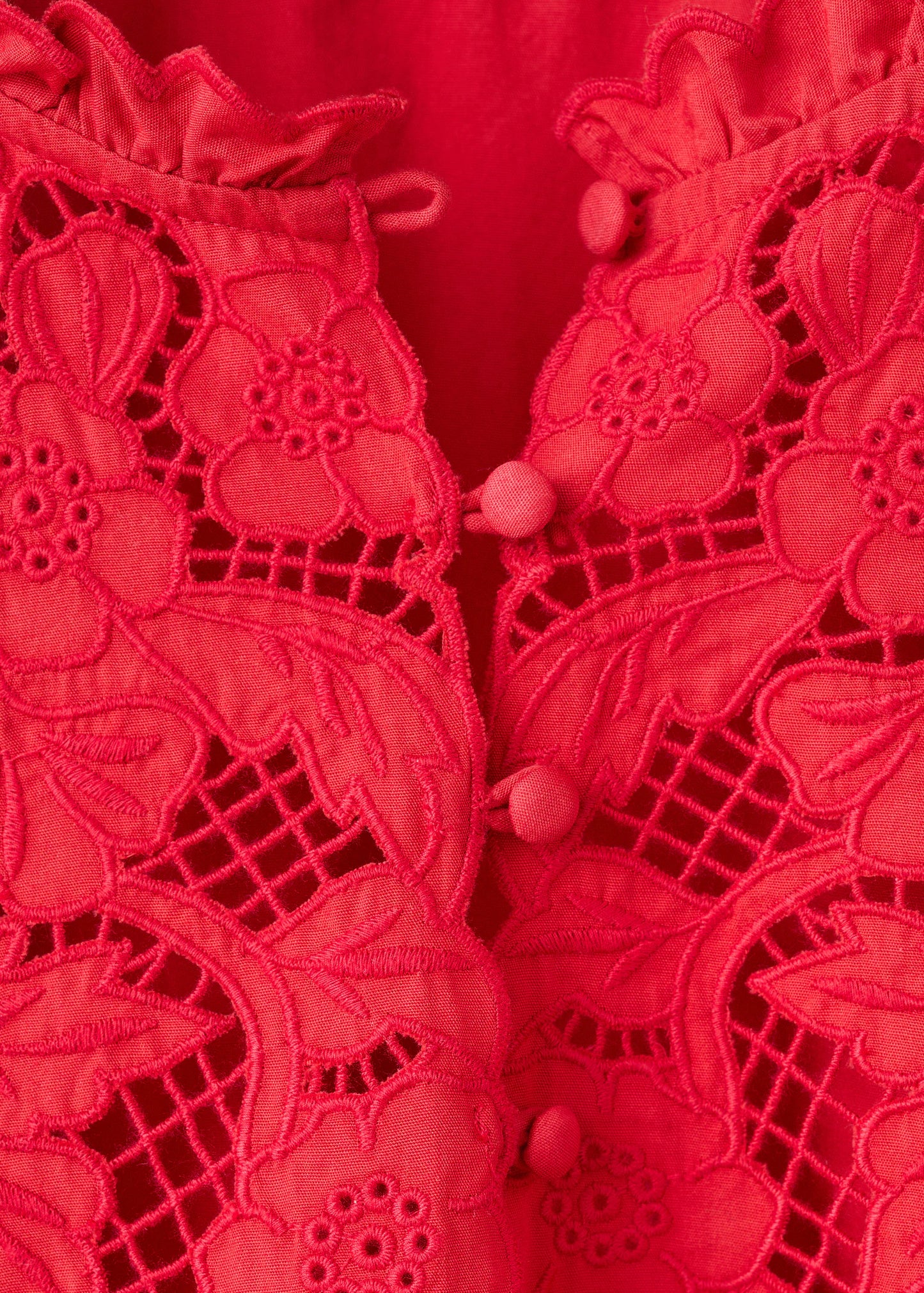 Embroidered openwork blouse