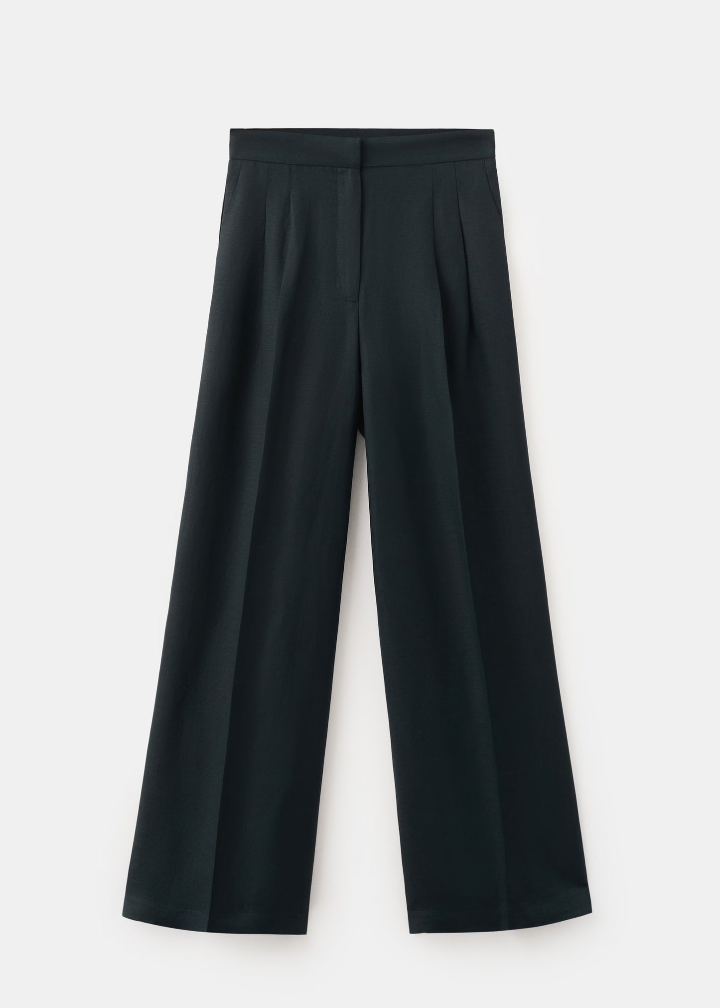 Straight-fit linen trousers with pleats