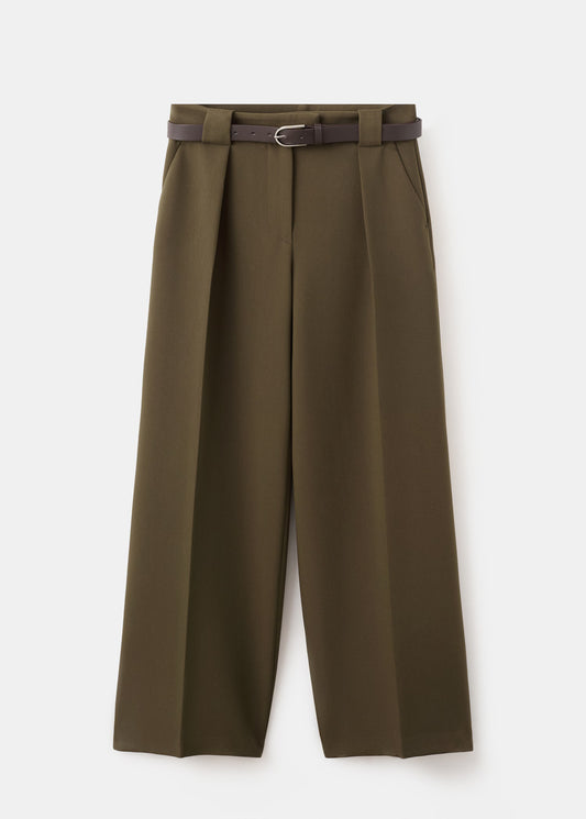 Belt straight-fit trousers