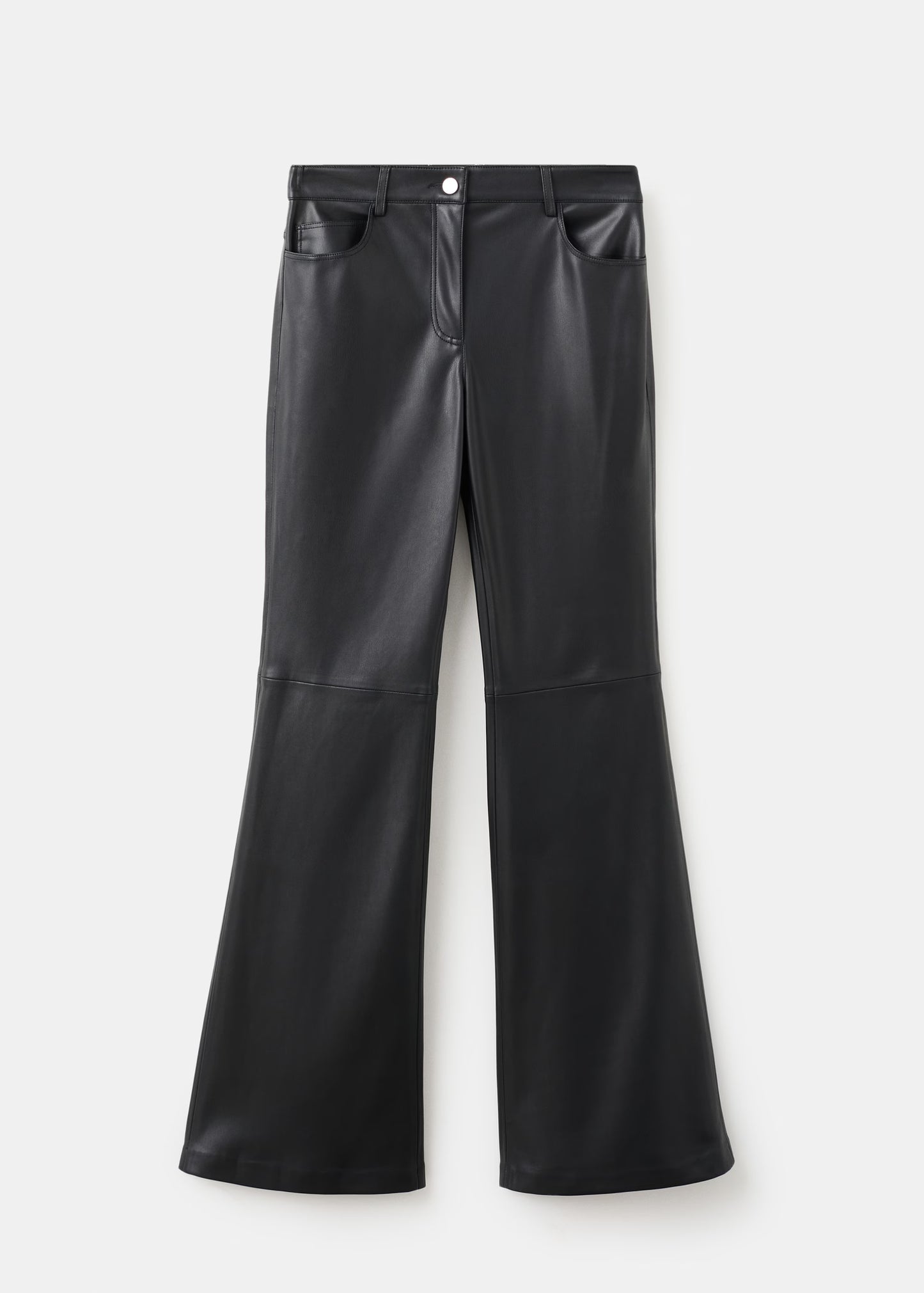 Faux-leather flared trousers