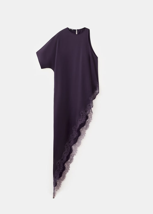 Asymmetric satin lace top