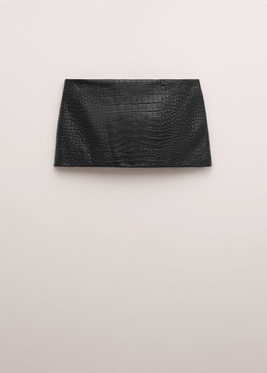 Crocodile-effect leather miniskirt