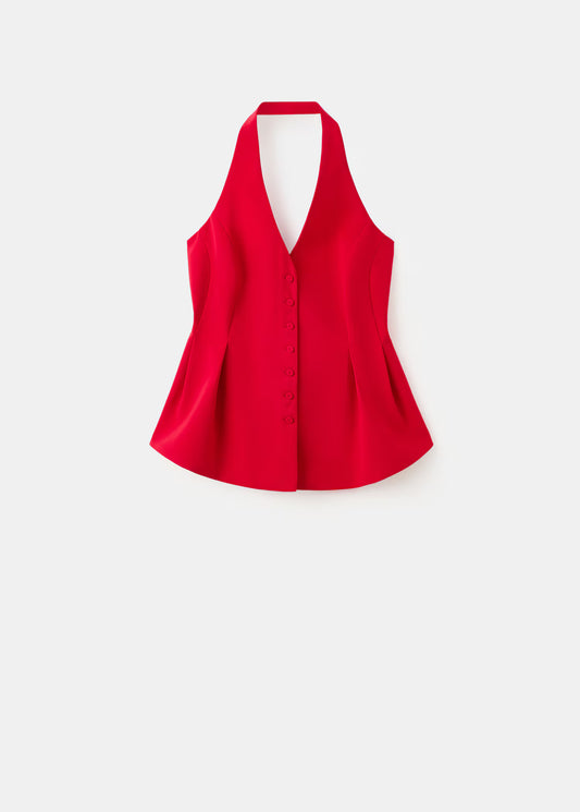 Peplum top with halter neck