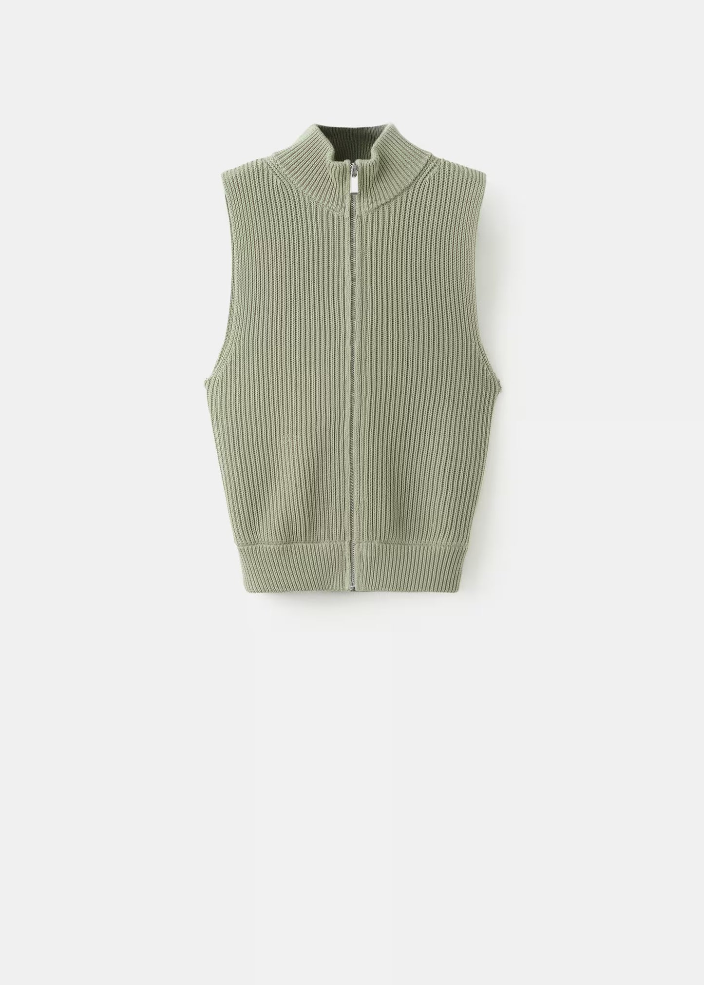 Ribbed knitted top with zip