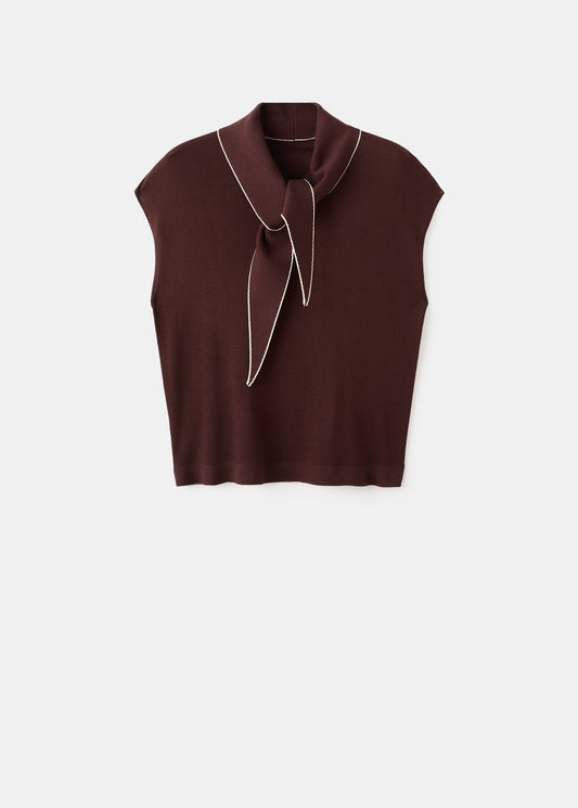 Knit top with scarf detail