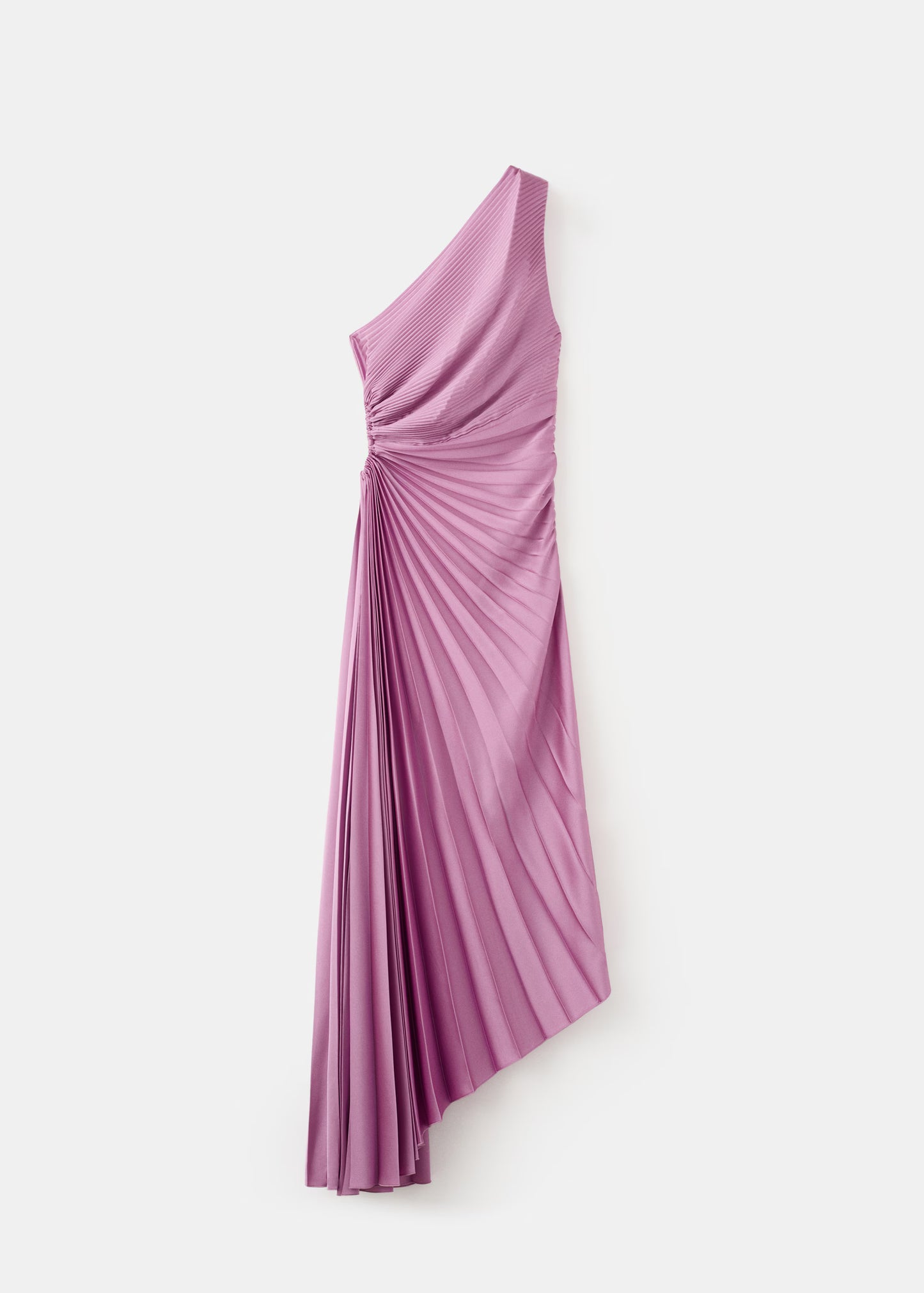 Pleated asymmetrical dress with opening