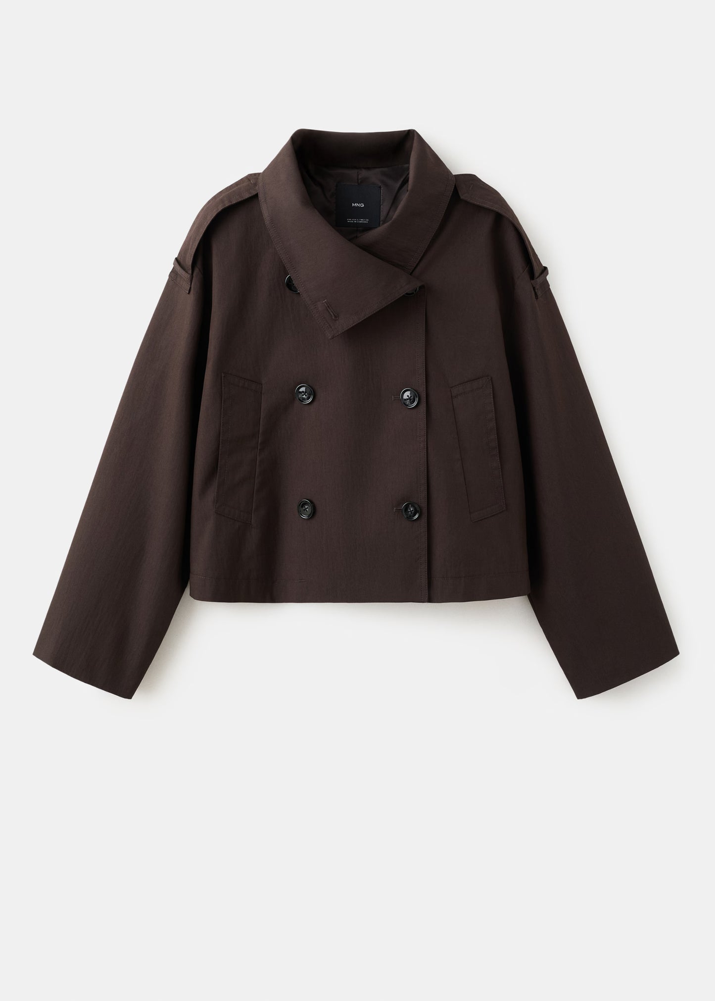 Funnel neck cropped trench coat