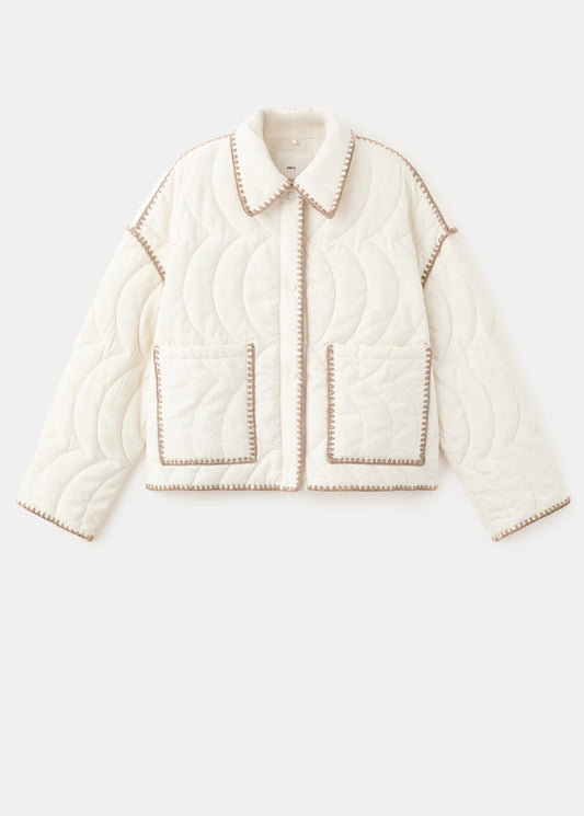 Contrast piping quilted jacket