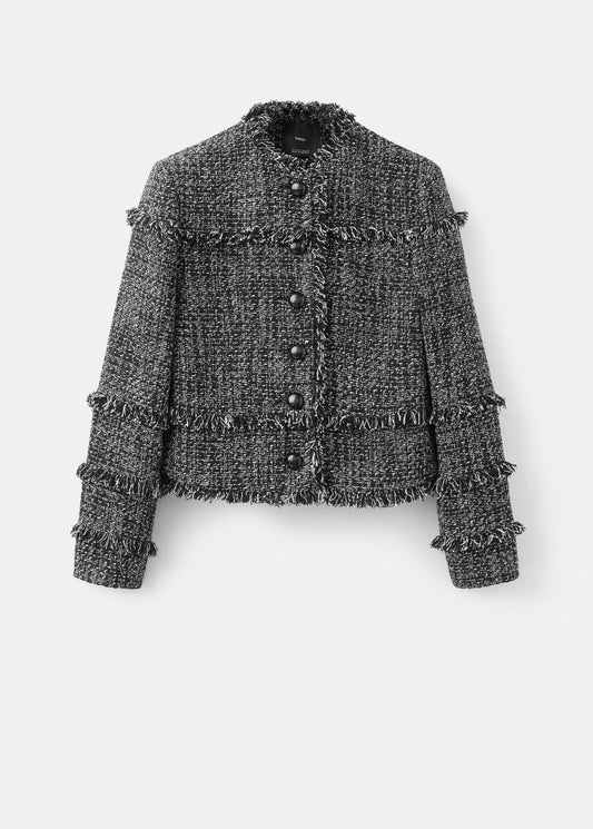 Tweed jacket with frayed ends