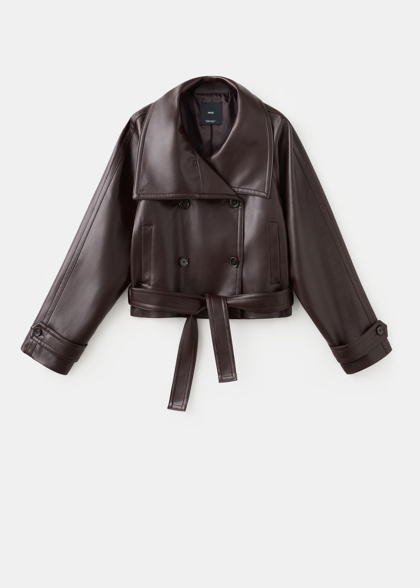 Faux-leather jacket with maxi lapels