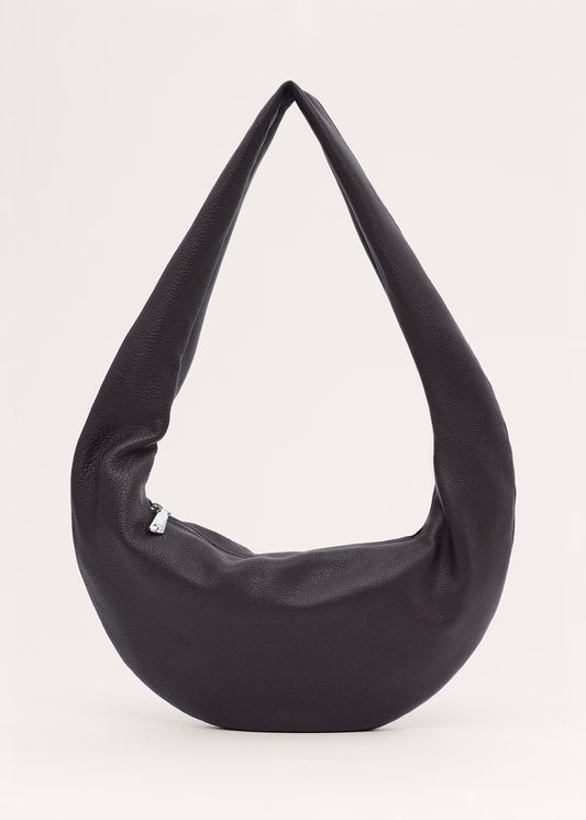 Oval leather shoulder bag