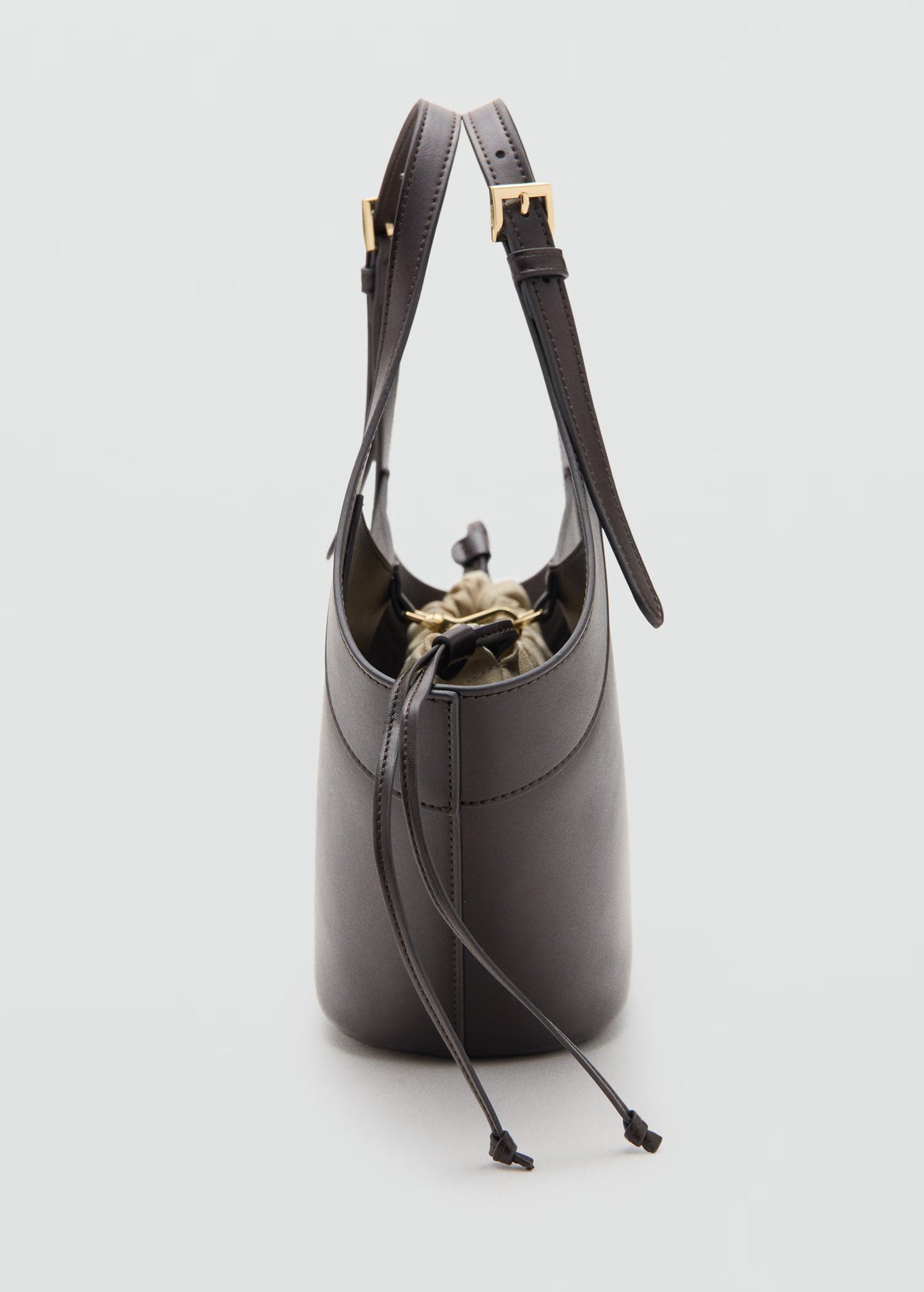 Double handle handbag with buckles