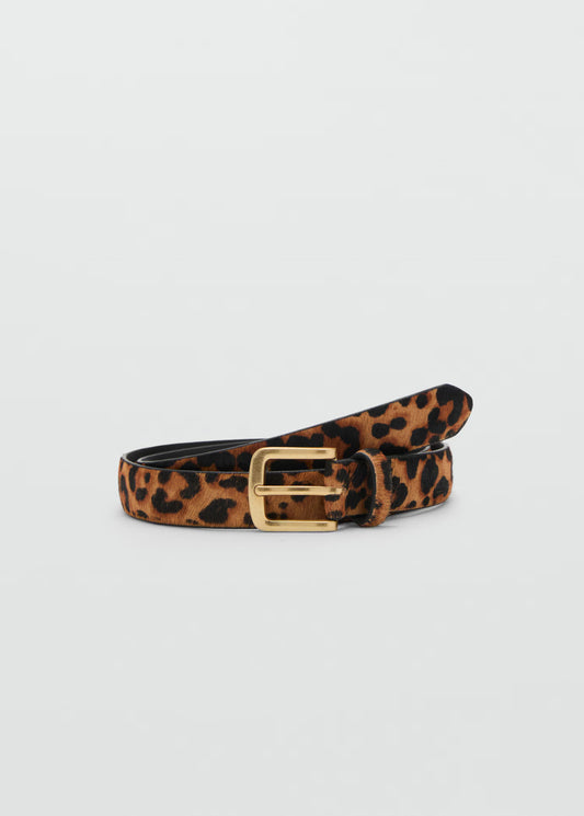 Leopard leather belt