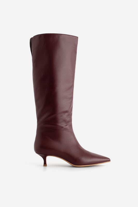 CONNIE burgundy leather boots
