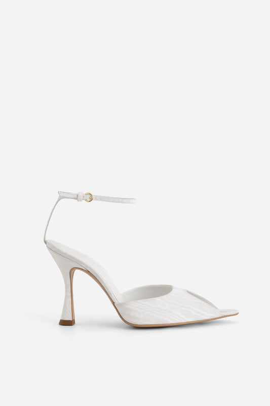 OLIVIA white satin sandals
