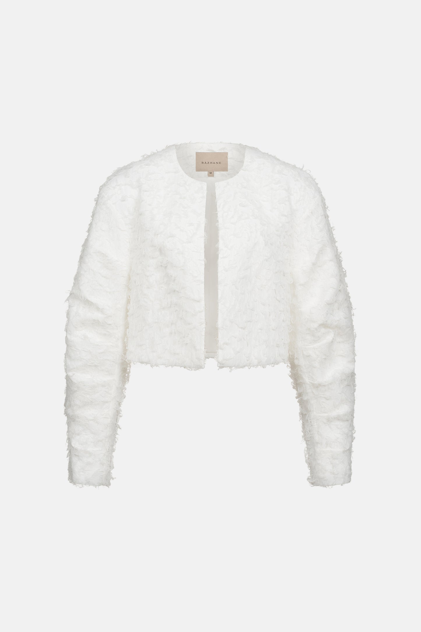 Fluffy bomber jacket with gathered  sleeves