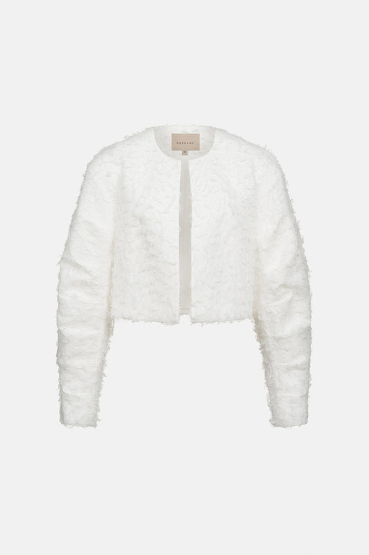 Fluffy bomber jacket with gathered  sleeves