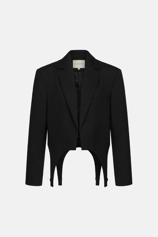 Cropped cotton jacket with garters