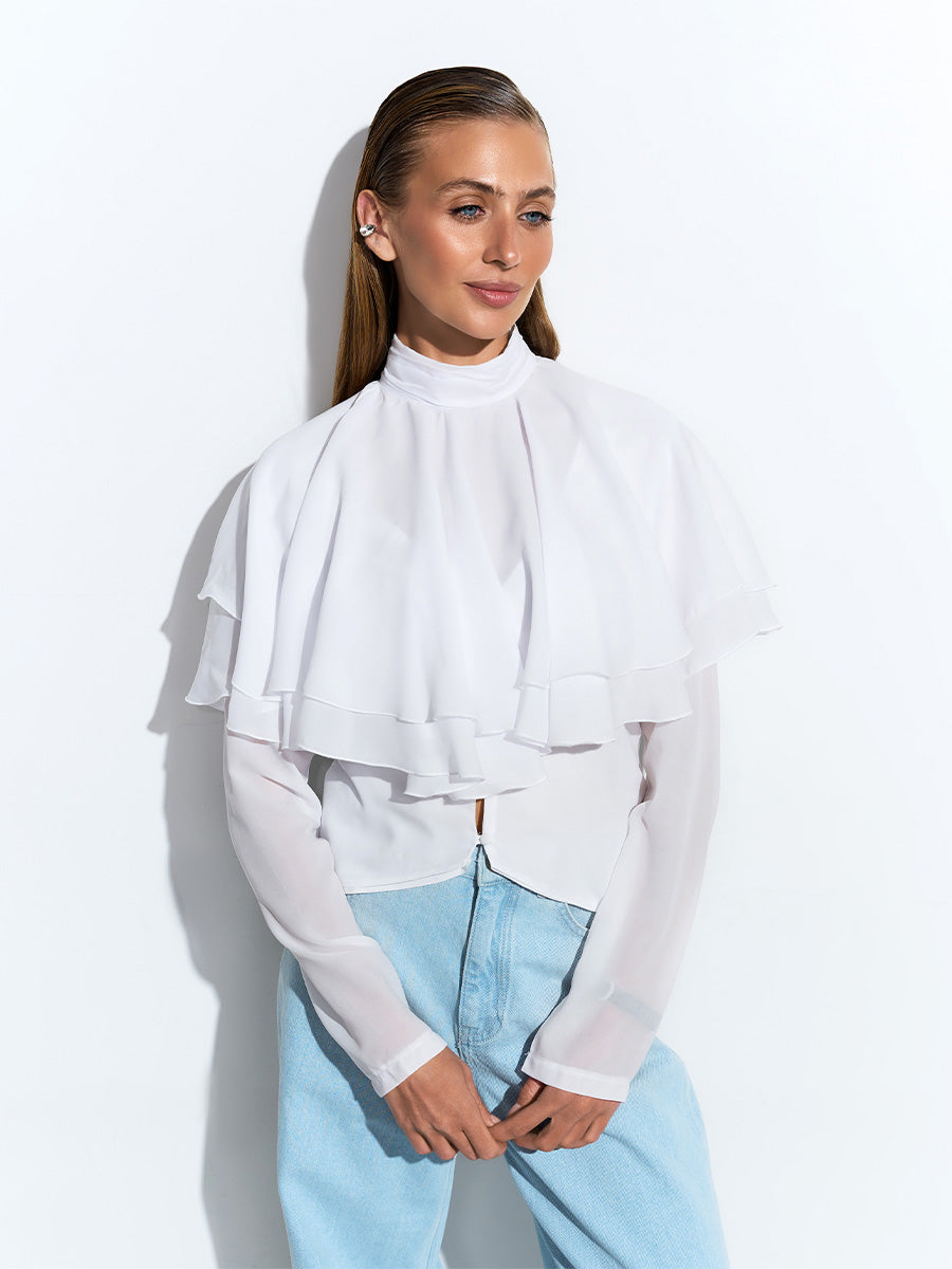 White chiffon blouse complete with  canopy