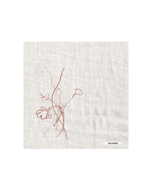 Milk linen scarf with "Poppies" embroidery
