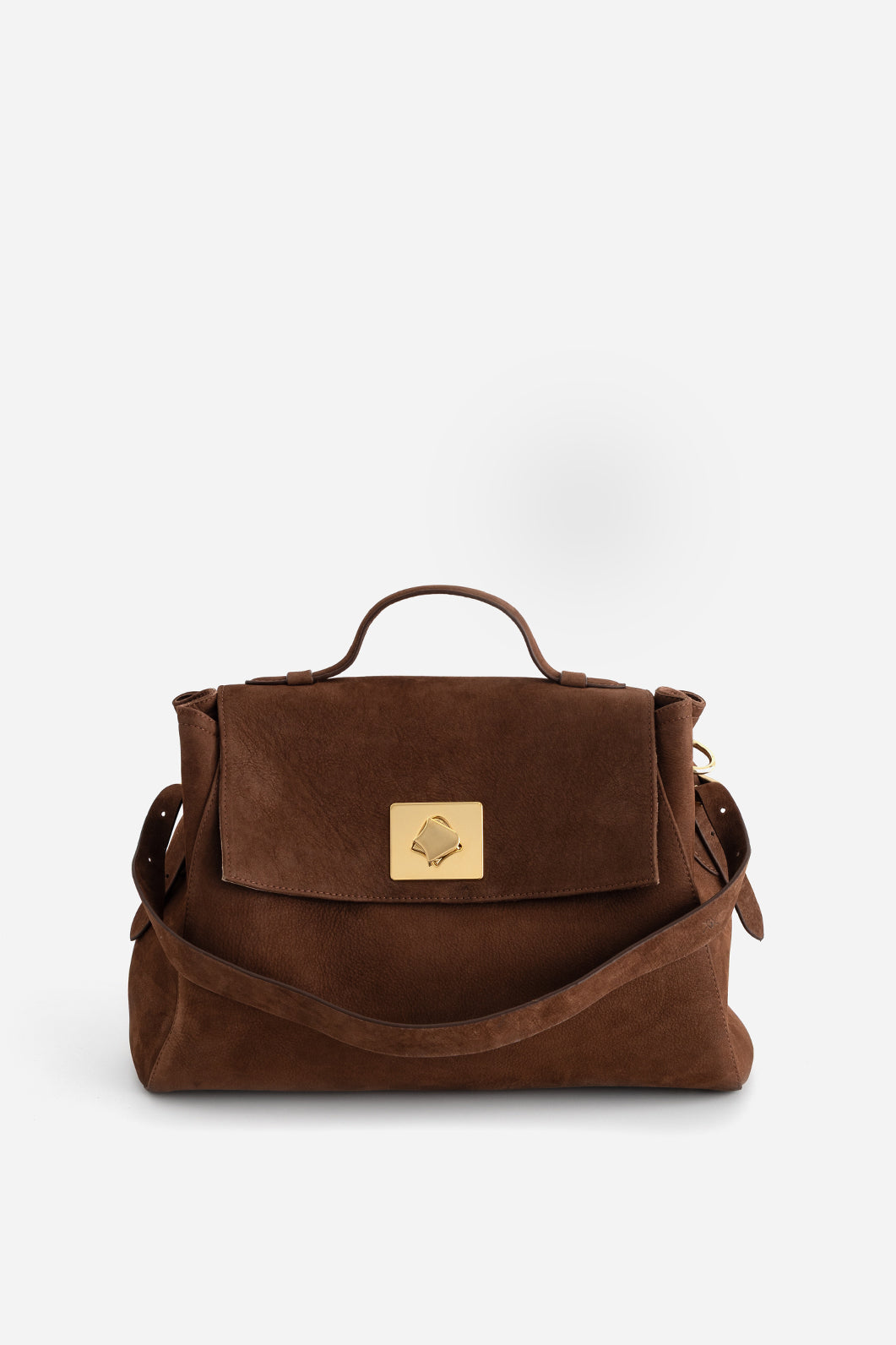 ERNESTINA 33 bag brown nubuck /gold/
