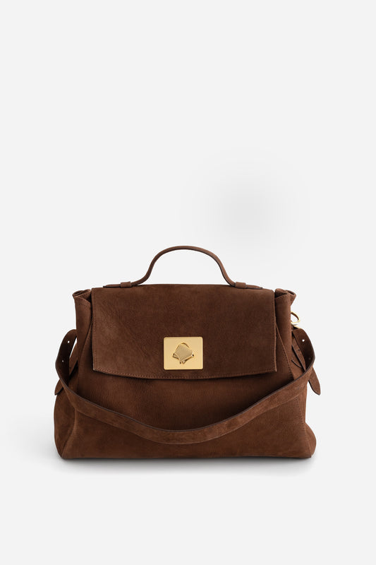ERNESTINA 33 bag brown nubuck /gold/