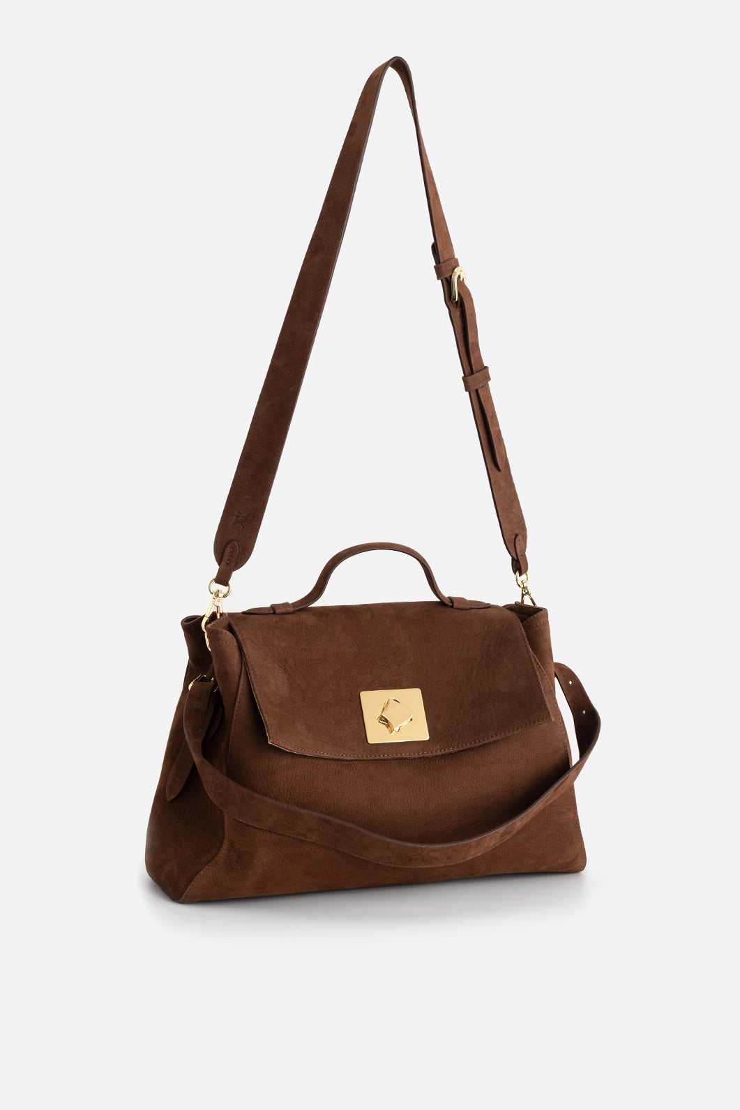 ERNESTINA 33 bag brown nubuck /gold/
